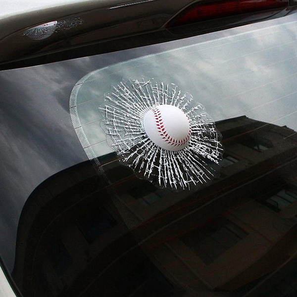 Funny 3D Stickers Car Sticker Ball Hits Car Window Sticker Self Adhesive Baseball Decal