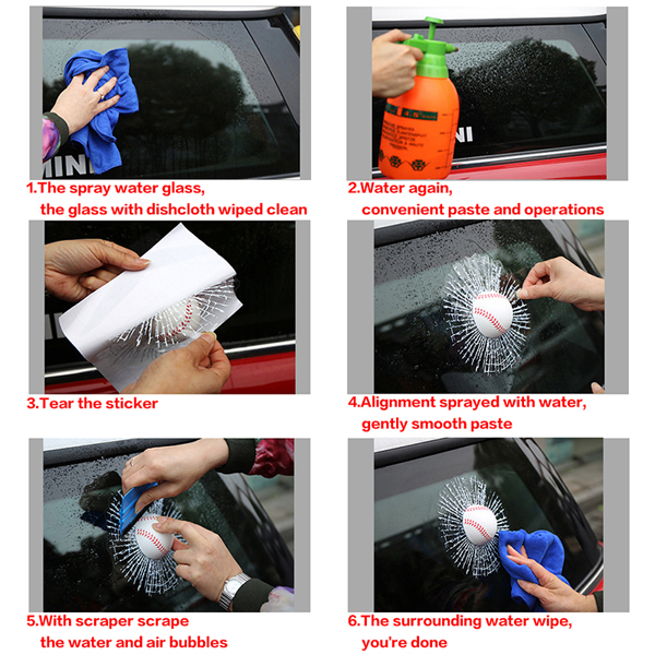 Funny 3D Stickers Car Sticker Ball Hits Car Window Sticker Self Adhesive Baseball Decal