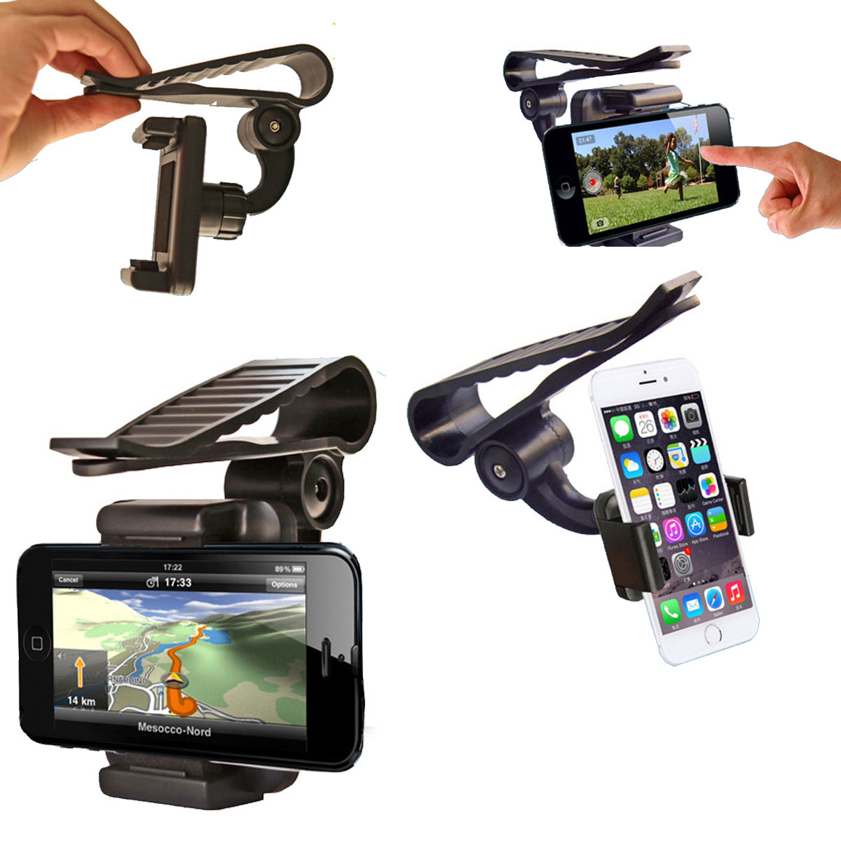 360° Rotation Wide Clamp Universal Car Holder for Cell Phones and Mini Tablets