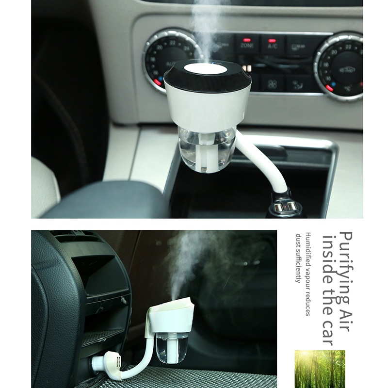 2 in 1 Dual USB Car Air Freshener Humidifier Aromatherapy Essential Oil Diffuser
