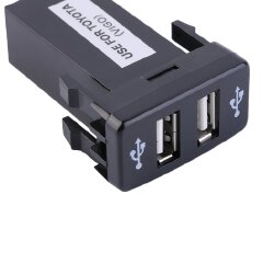 New Auto Car DC 5V 2.1A Dual USB Port Charger Dashboard Mount with Audio Input For Toyota