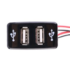 New Auto Car DC 5V 2.1A Dual USB Port Charger Dashboard Mount with Audio Input For Toyota