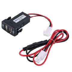 New Auto Car DC 5V 2.1A Dual USB Port Charger Dashboard Mount with Audio Input For Toyota