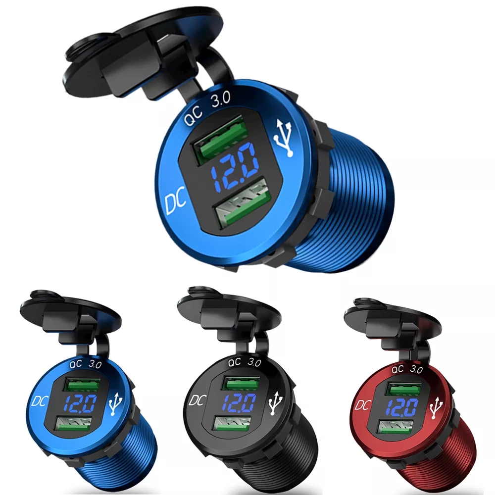 For Car Boat Quick Charge 3.0 Dual USB Charger Waterproof Socket Power Outlet Fast Charge