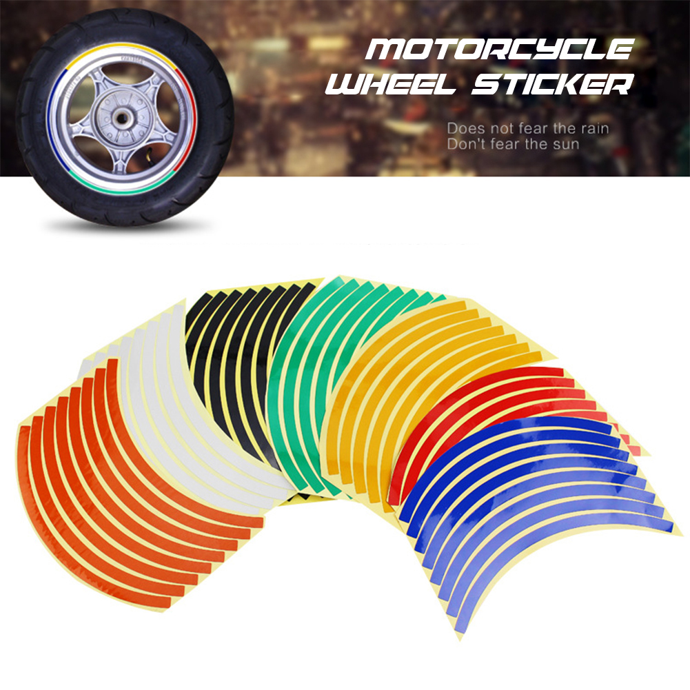 1SET 10/12/14inch Universal Motorcycle Wheel Rim Reflective Stickers Moto Bicycle Decal