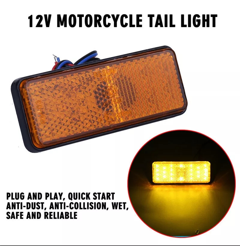 1PCS Motorcycle Brake Light Truck ATV LED Rectangle Reflector Tail Brake Stop Light
