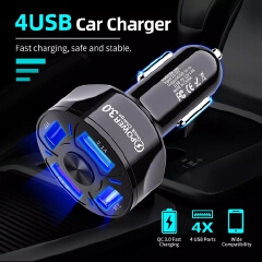 New 4 USB Car QC3.0 Charger 12-32V Cigarette Socket Lighter QC3.0 Fast Car Charger Power Adapter