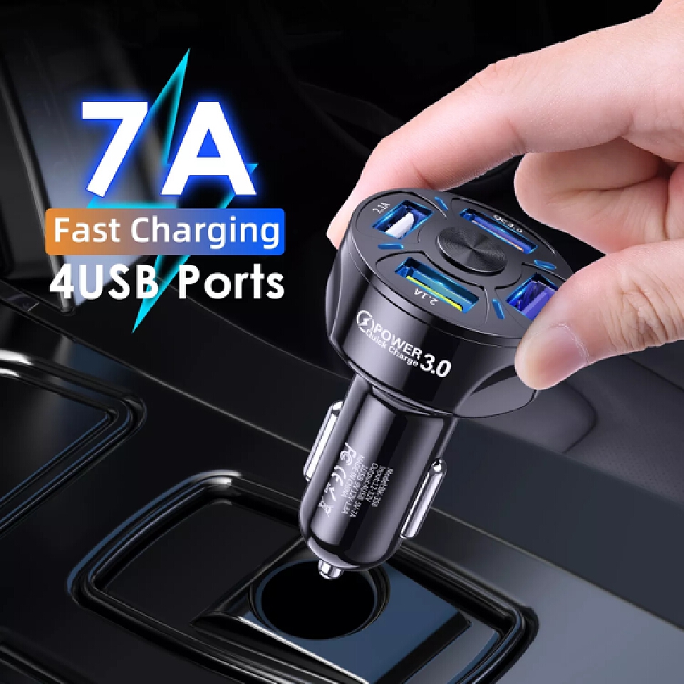 New 4 USB Car QC3.0 Charger 12-32V Cigarette Socket Lighter QC3.0 Fast Car Charger Power Adapter