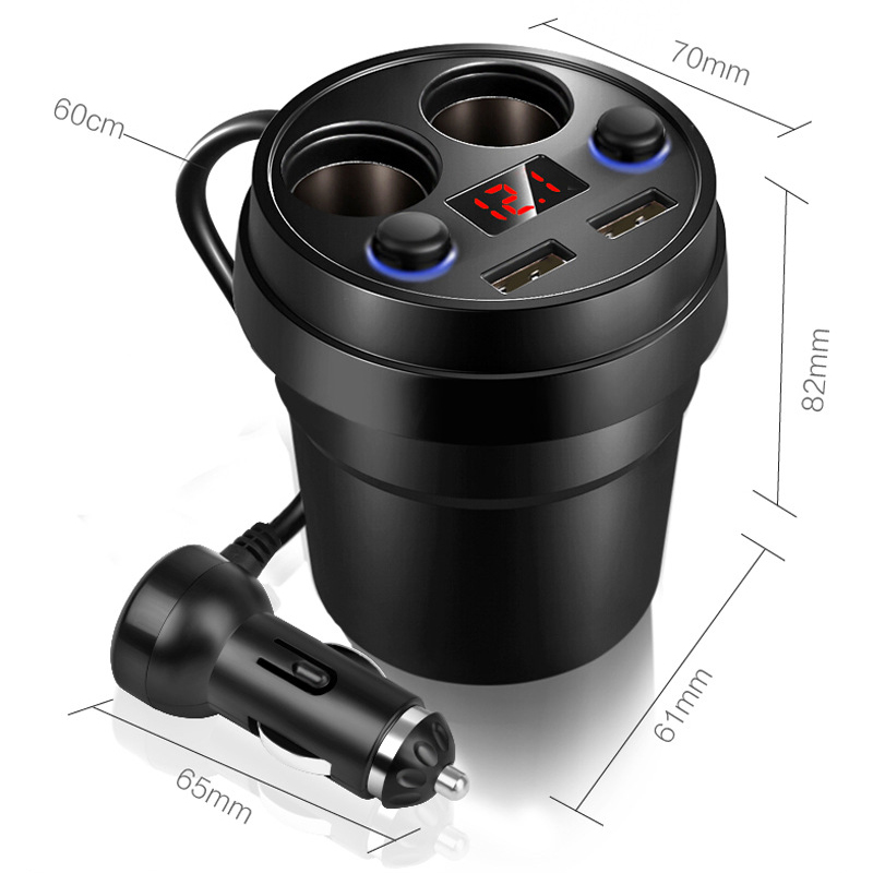New USB Splitter for Auto Car Splitter Cigarette Lighter in a Car Charger Cup Holder