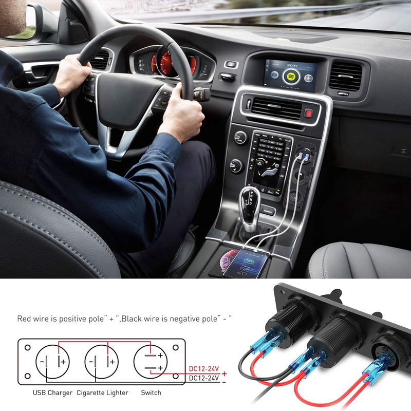 New Dual Cigarette Lighter Socket Distributor 250W Waterproof 12V Dual Usb Charger Power Adapter