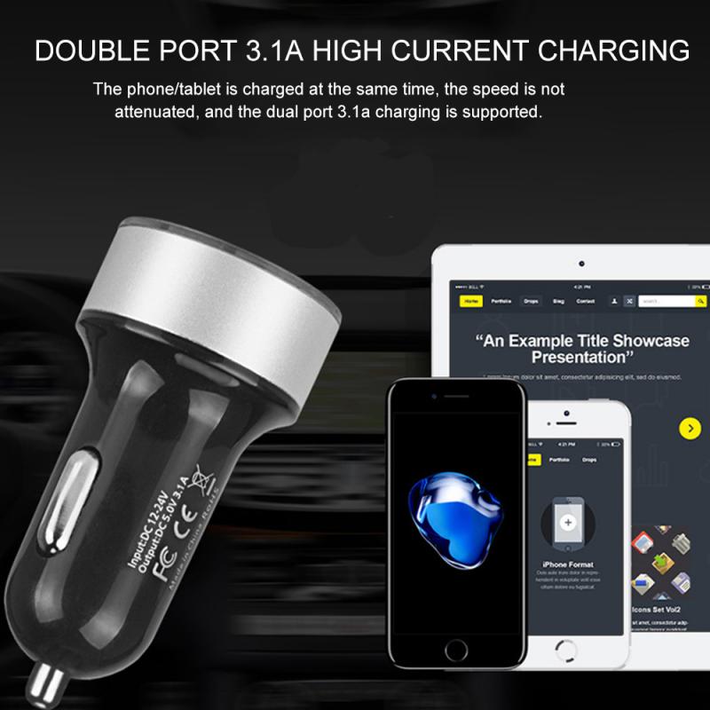 Universal 5V 3.1A USB Car Charger LCD Display 12-24V Cigarette Socket Lighter Auto Adapter