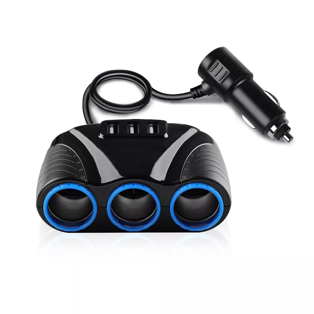 New 12V-24V Universal Car 3 Socket Car Splitter Cigarette Lighter Socket 3 Ports USB Charger Power Adapter