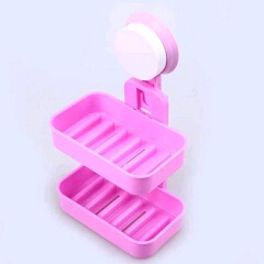 Bathroom double soap holder.sticks with suction on tiles.