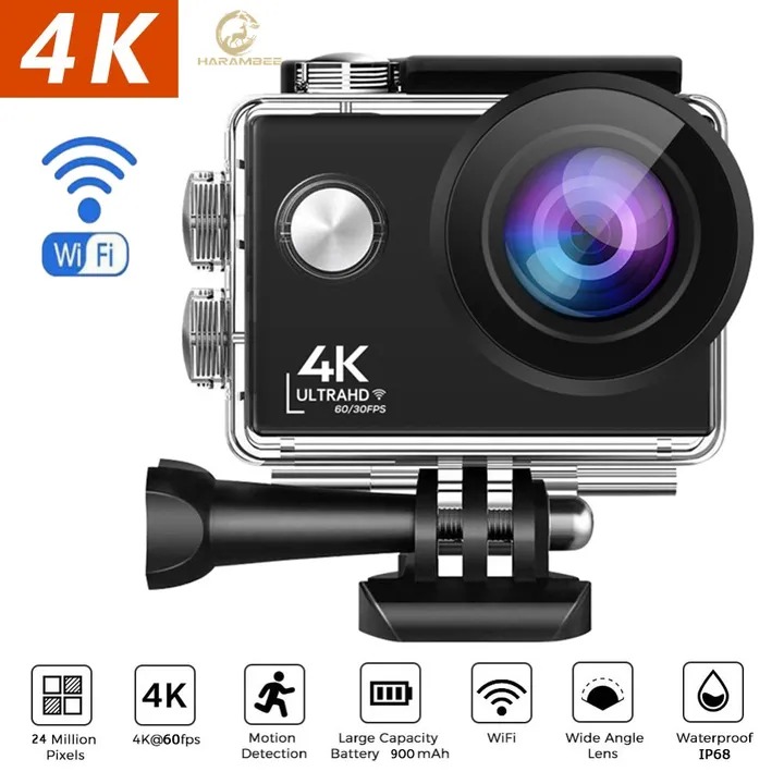 Harambee 2022 NEW 2.0" H16-6S Action Camera HD 720P Waterproof DVR Wifi Sport Camera Remote Control Action Dash Cam Loop Recording Video