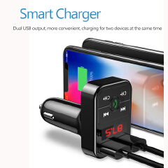 Bluetooth 5.0 FM Car Transmitter, Hands Free Wireless Audio Receiver, 2.1A MP3 Player, Dual USB Fast Charger