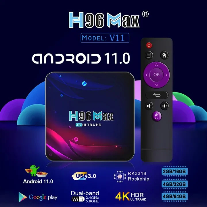 H96 MAX V11 Smart TV Box Android 11 4G 64G Set top Box 4K HD TV Receiver 5G WiFi Media Player