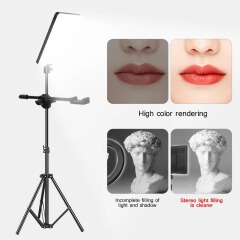 LED Fill Lamp Video Light Panel Bi-color Photography Lighting Live Stream Photo Studio Light With Stand