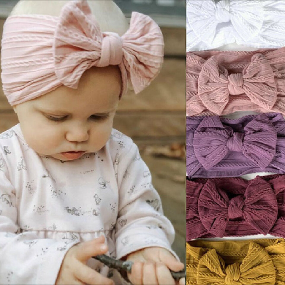 2pcs Baby Headband Bows Hairband For Girls Princess Hair Accessories Kids Cord Headwrap Infant Wide Turban Bandeau Enfant