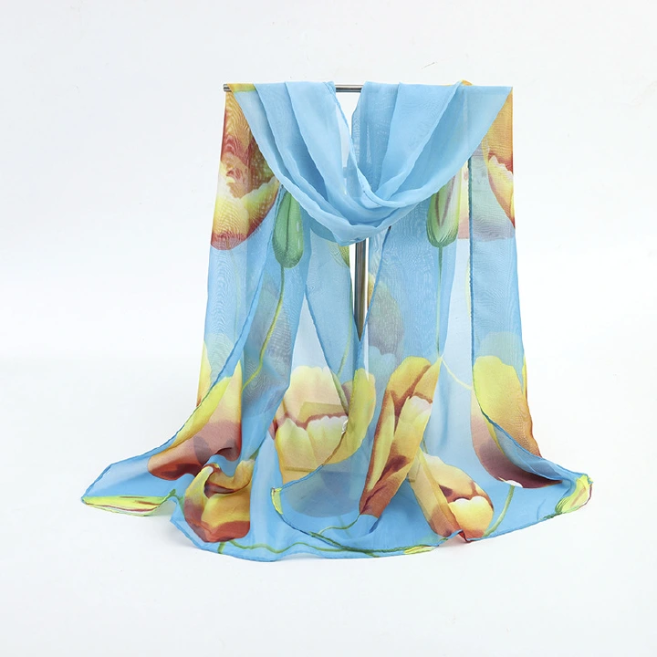 Women's chiffon long silk scarf, small gauze scarf, scarf, gauze scarf, shawl，Scarves
