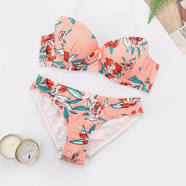 New bra set, women have steel ring, breathable, seamless, gather, anti-glare underwear, bra, panties