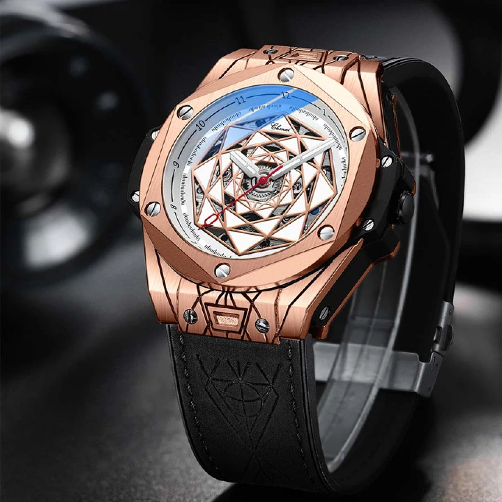 New Fashion Cool Trend Waterproof Automatic Mechanical Watch Men, Men Tattoo Watch, Me's Mechanical Watch