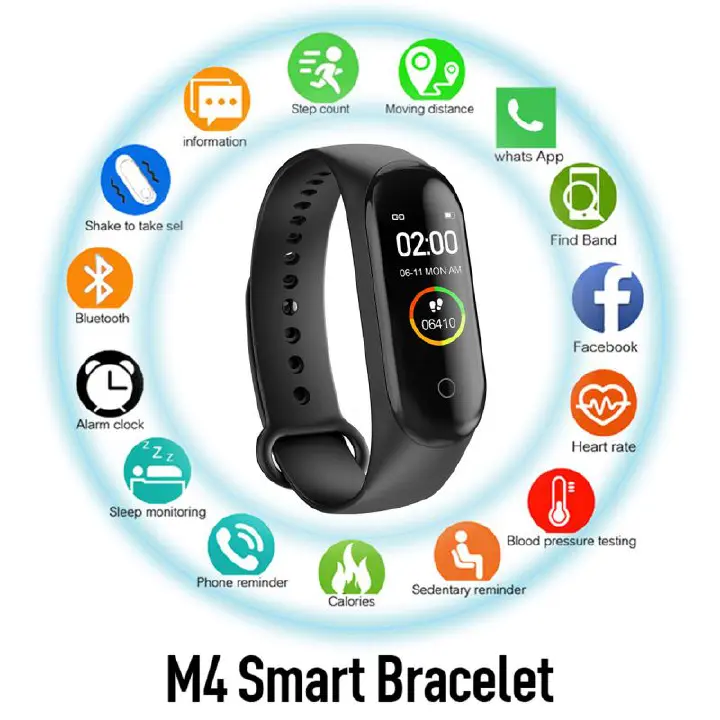 M4 Smart Bracelet Heart Rate Blood Pressure Health Waterproof Smart Watch M4 Bluetooth Watch Wristband Fitness Tracker