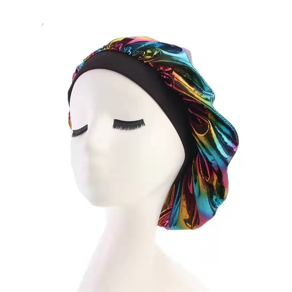 The latest hot sale Satin Headscarf Hat Sleeping Bonnet Hair Wrap Silk Cap Fashion Head Scarf Headwear Night Sleep Brand MM