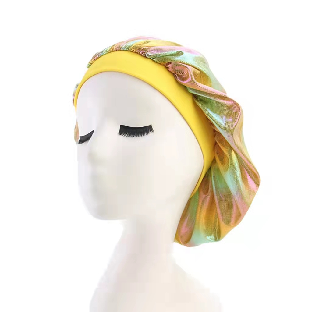 The latest hot sale Satin Headscarf Hat Sleeping Bonnet Hair Wrap Silk Cap Fashion Head Scarf Headwear Night Sleep Brand MM