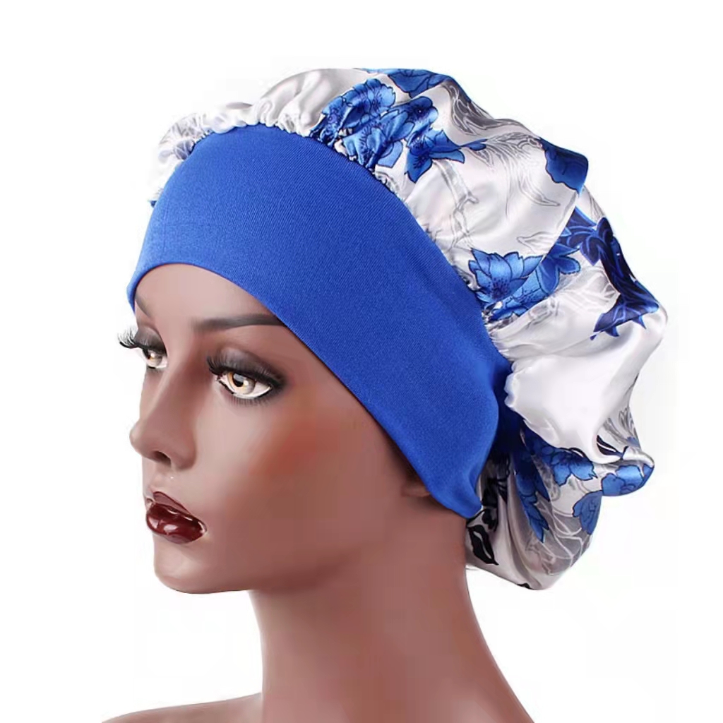 The latest hot sale Satin Headscarf Hat Sleeping Bonnet Hair Wrap Silk Cap Fashion Head Scarf Headwear Night Sleep Brand MM