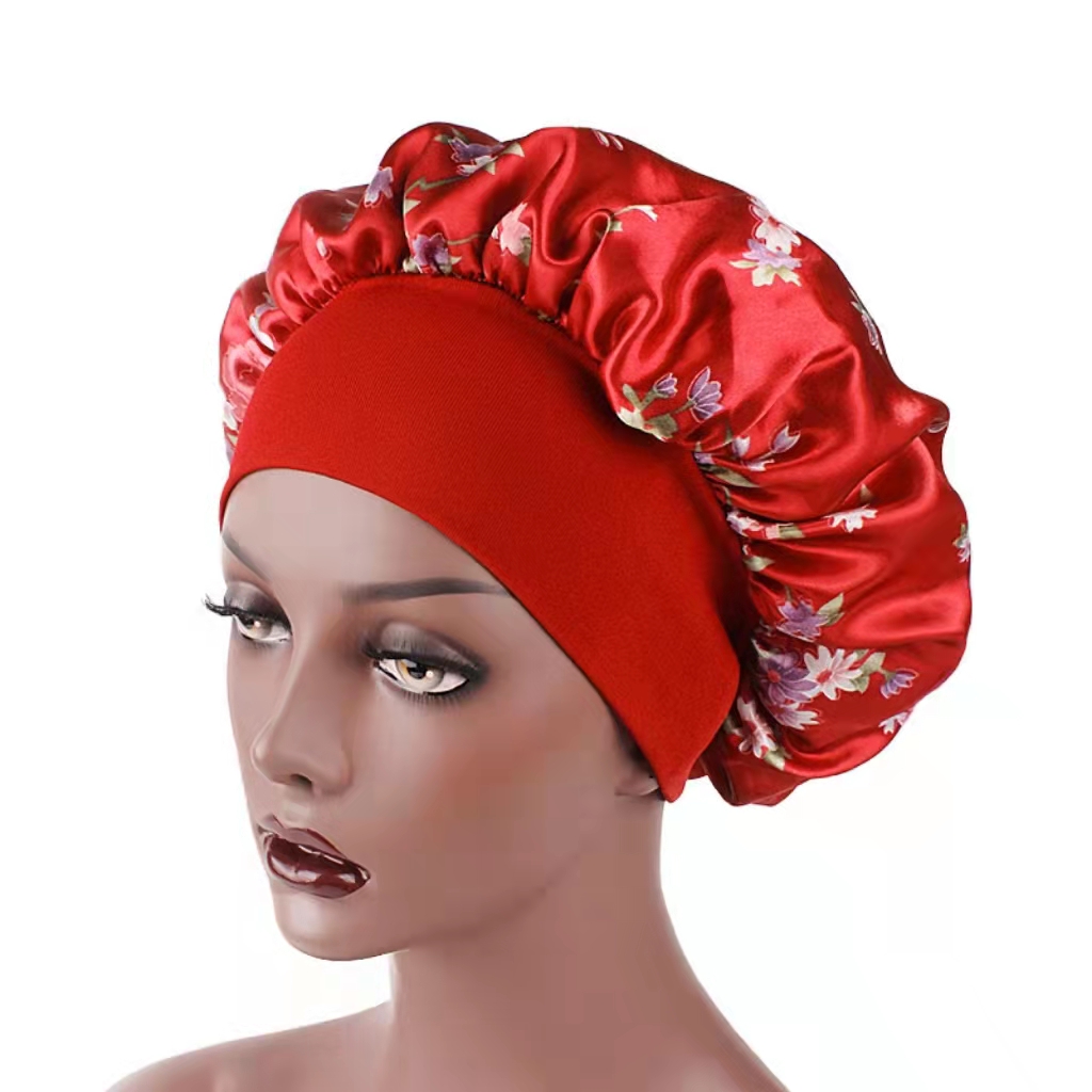 The latest hot sale Satin Headscarf Hat Sleeping Bonnet Hair Wrap Silk Cap Fashion Head Scarf Headwear Night Sleep Brand MM