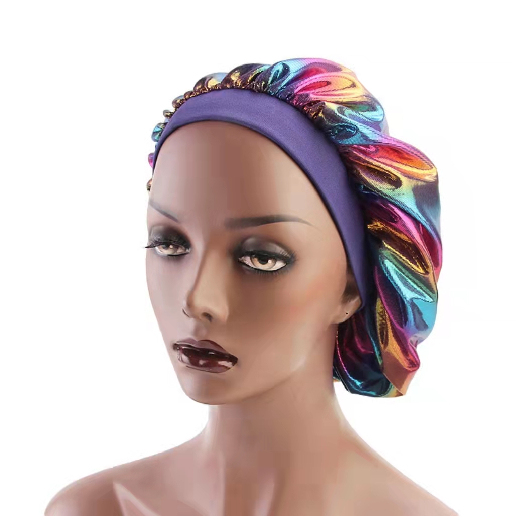 The latest hot sale Satin Headscarf Hat Sleeping Bonnet Hair Wrap Silk Cap Fashion Head Scarf Headwear Night Sleep Brand MM