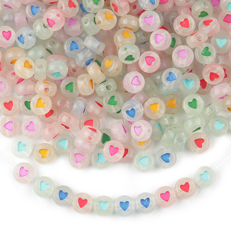 200PCS Mixed Luminous Number Acrylic Beads Letter Beads Round Flat Digital Loose Beads Acrylic Spaced Beads For Jewelry Making Handmade Diy Bracelet Necklace