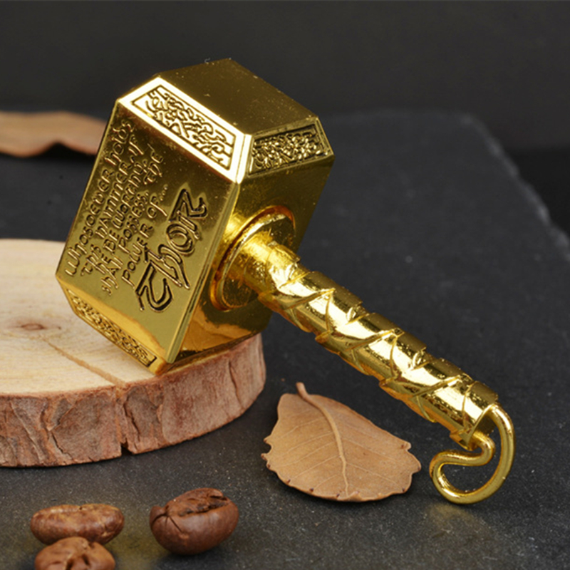 Wiitin Thors Battle Hammer Fidget Hand Spinner Made by Metal, the Mighty Mjolnir Keychain Toy - Antique Brass