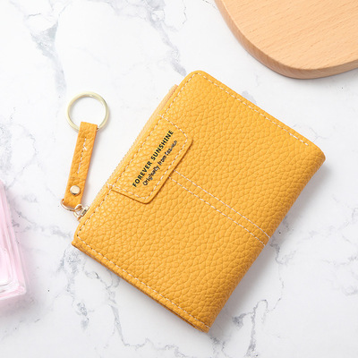 Yellow Women Wallet Soft PU Leather Female Purse Mini Hasp Card Holder Coin Short Wallets Slim Small Purse Zipper Keychain