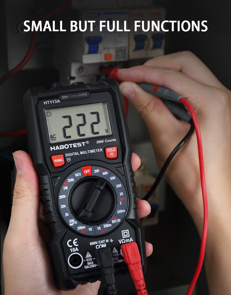 HT113A Automotive Digital Multimeter HZ Ohm Capacitance NCV LIVE Duty AC DC Voltmeter Multimetro True RMS Smart Multi Tester