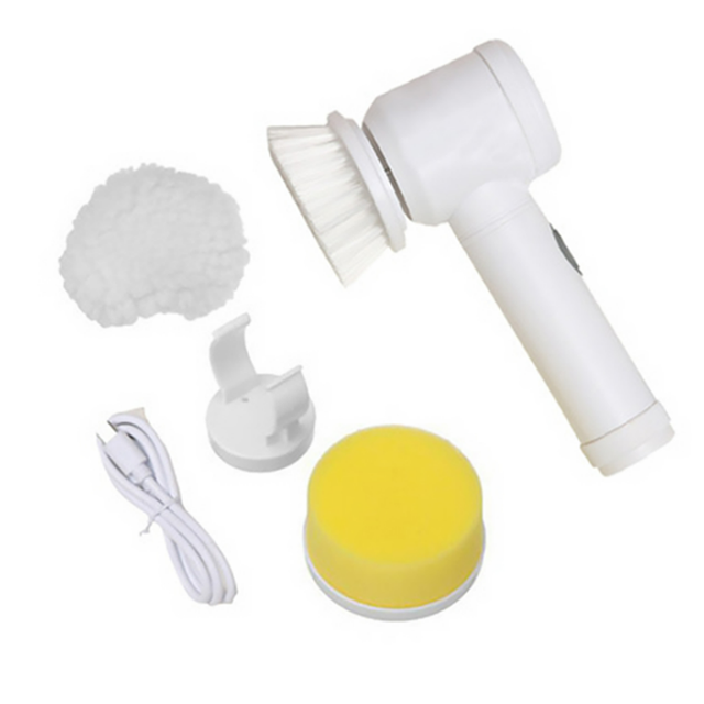 USB Charge Electric Cleaning Brush 5-in-1 Handheld Wireless Housework Kitchen Dishwashing Brush Bathtub Tile Cleaning Brush