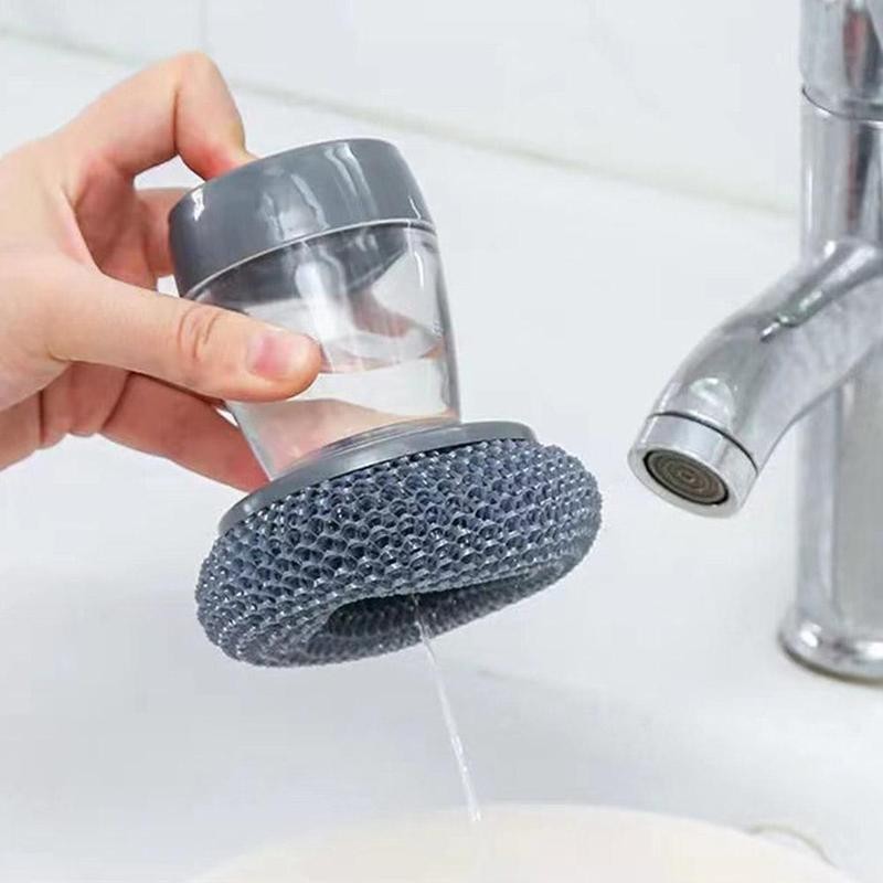 Kitchen Soap Dispensing Dishwashing tool Brush Easy Use Scrubber Wash Clean Tool Soap Dispenser Brush Kitchen Cleaning Tool