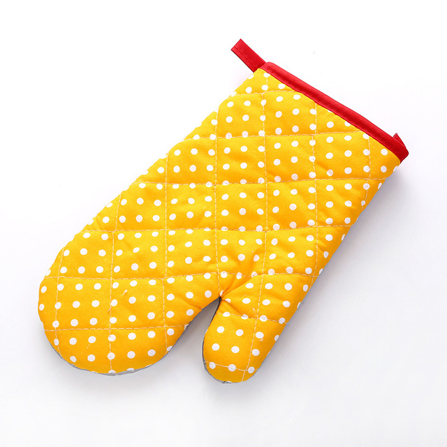 1pc Mitten Microwave Oven Glove Cotton Insulated Baking Heat Resistant Gloves Oven Mitts Terylene Non-slip Cute Kitchen Tool