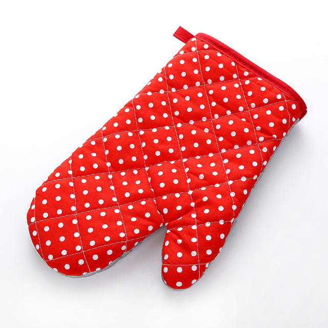 1pc Mitten Microwave Oven Glove Cotton Insulated Baking Heat Resistant Gloves Oven Mitts Terylene Non-slip Cute Kitchen Tool