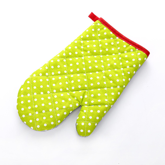 1pc Mitten Microwave Oven Glove Cotton Insulated Baking Heat Resistant Gloves Oven Mitts Terylene Non-slip Cute Kitchen Tool