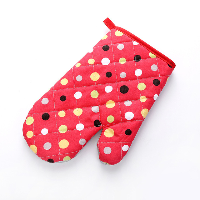 1pc Mitten Microwave Oven Glove Cotton Insulated Baking Heat Resistant Gloves Oven Mitts Terylene Non-slip Cute Kitchen Tool