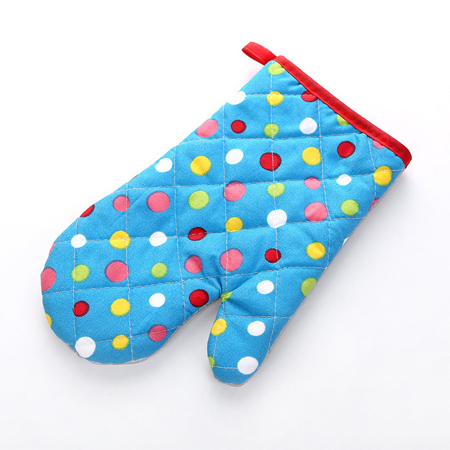 1pc Mitten Microwave Oven Glove Cotton Insulated Baking Heat Resistant Gloves Oven Mitts Terylene Non-slip Cute Kitchen Tool