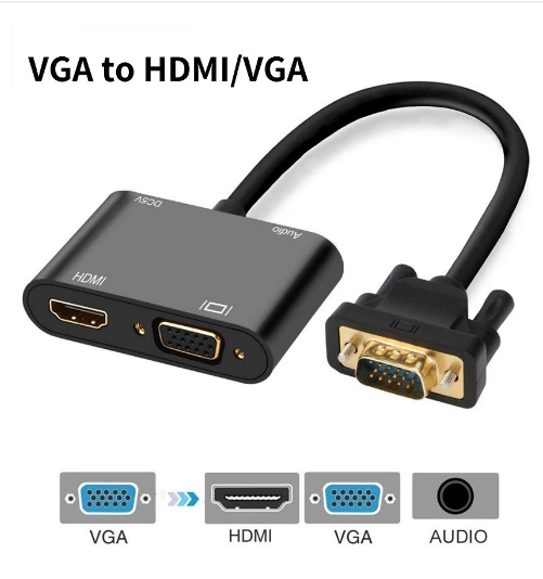VGA to VGA HDMI 3 in 1 Adapter Splitter Dual Display With 3.5mm Audio Converter for PC Projector HDTV Multi-port VGA Adapter