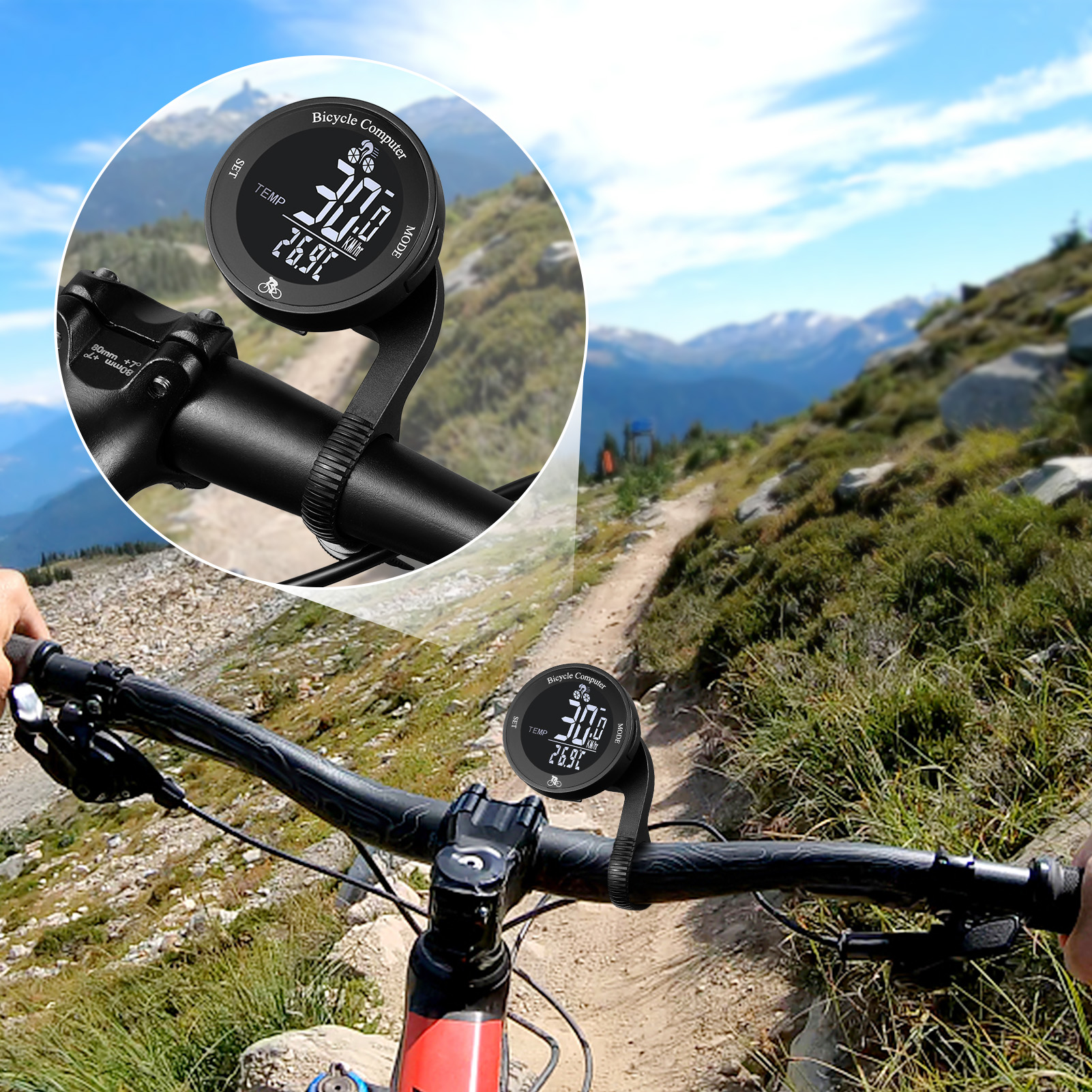 Wireless Bike Computer Waterproof Bicycle Odometer Multi Functional LCD Screen Cycling Speedometer Mountain Bike Speedo Meter