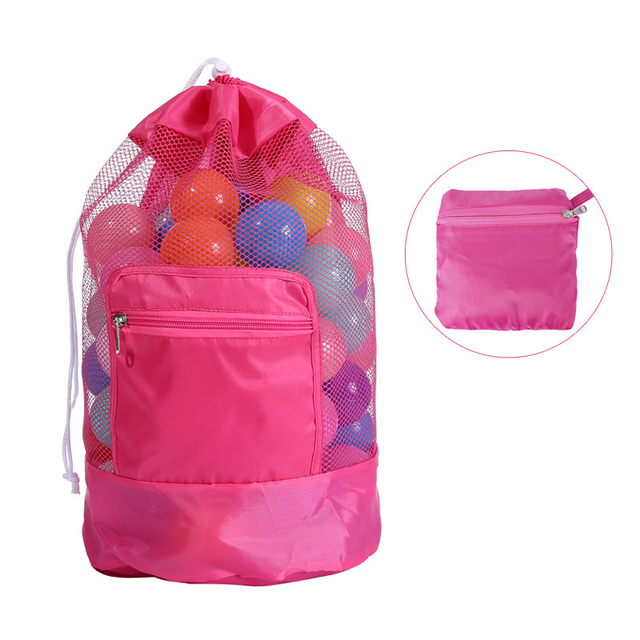 Large Capacity Foldable Beach Mesh Bag Beach Storage Pouch Tote Bag Travel Toy Organizer Sundries Net Portable Storage Backpack