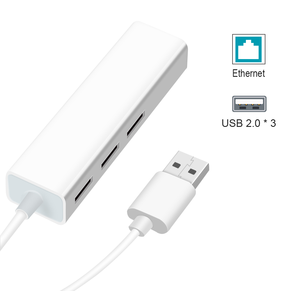 Ethernet Adapter for Mac iOS Laptop PC Windows RTL8152 USB 2.0 Hub Ethernet USB Hub to RJ45 Lan Network Card 10/100 Mbps