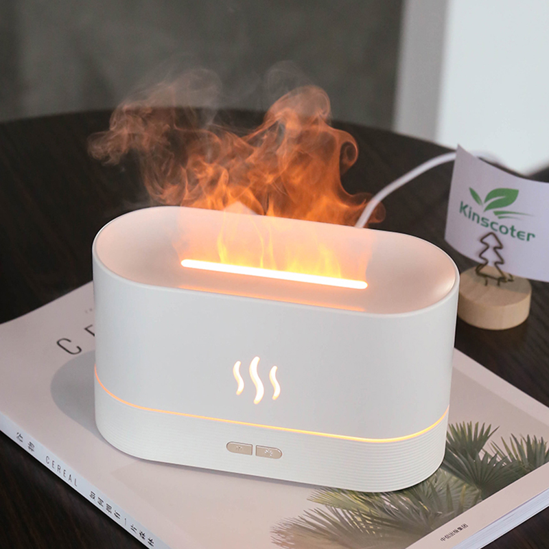 Air Humidifier Ultrasonic Cool Mist Maker Fogger Led Essential Oil Flame Lamp Difusor