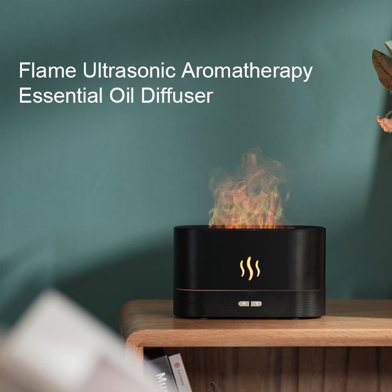 Air Humidifier Ultrasonic Cool Mist Maker Fogger Led Essential Oil Flame Lamp Difusor