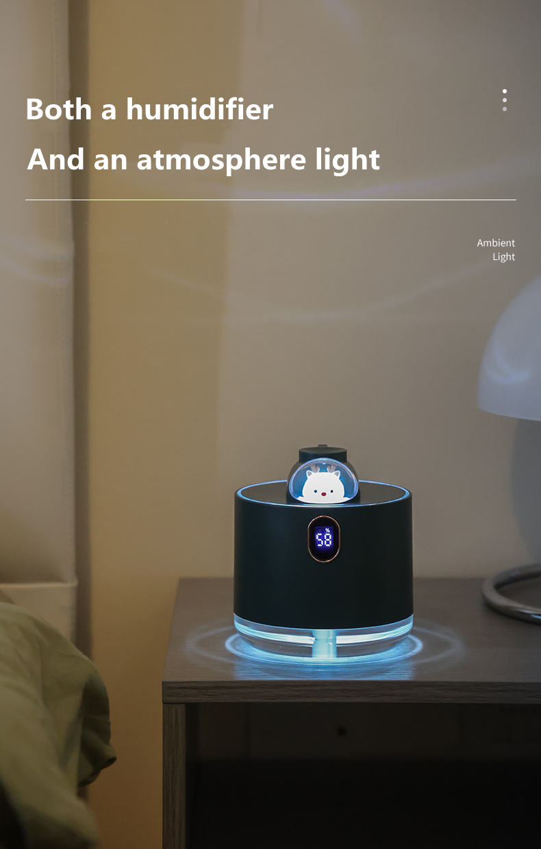 Lovely Pet Air Humidifier Chargeable Mist Maker Fogger LED Light Humidificador for Home Ultrasonic Aroma Diffuser