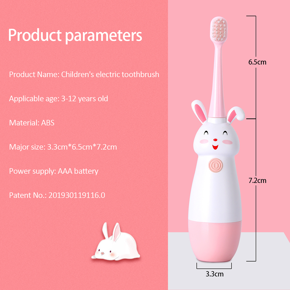 Children Sonic Electric Toothbrush for 3-12 Ages Cartoon Pattern  Kids with Soft Replacement Heads